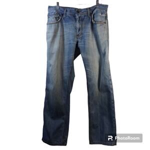 Artful Dodger Blue Wash Thrashed Straight Leg Jeans Size 36X34